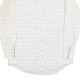 Mens Cream & Blue Patterned Shirt L Cotton Blend Long Sleeve Casual Comfortable