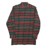 Mens Green Brown Check Cotton Button Shirt M Classic Long Sleeve Retro