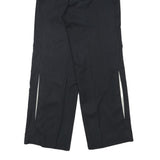 Womens Relaxed Fit Wool Blend Black Pinstripe Trousers W30 L29 Wide Leg Zip