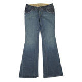 Womens Regular Fit Flared Denim Cotton Blend Blue Jeans W32 L35 Classic Style
