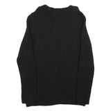 HUGO BOSS Womens Black Plain Jumper Crew Neck Basic Knit L Soft Casual