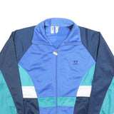 LEOPARD Mens Blue Navy & Teal Colourblock Zip Jacket L Polyester Blend