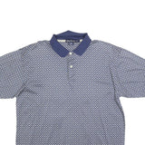 NAUTICA Mens Blue & White Printed Short Sleeve Polo Shirt L Cotton Blend Casual