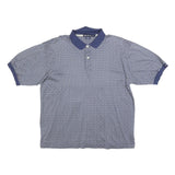 NAUTICA Mens Blue & White Printed Short Sleeve Polo Shirt L Cotton Blend Casual