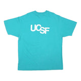 HANES Mens Turquoise UCSF AIDS Walk 1994 Graphic T-Shirt XL Short Sleeve Crew