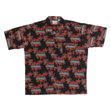 PINEAPPLE CONNECTION Mens Black & Red Floral Print Shirt L Short Sleeve Button