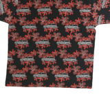 PINEAPPLE CONNECTION Mens Black & Red Floral Print Shirt L Short Sleeve Button