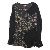 JOE BROWNS Womens Black & Beige Floral Day Dress Cotton Blend Long Sleeve UK 12