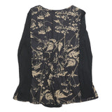 JOE BROWNS Womens Black & Beige Floral Day Dress Cotton Blend Long Sleeve UK 12