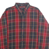 NAUTICA Mens Red & Brown Check Shirt 2XL Button-Down Long Sleeve Cotton