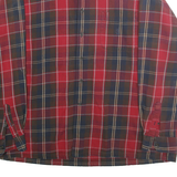 NAUTICA Mens Red & Brown Check Shirt 2XL Button-Down Long Sleeve Cotton