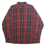NAUTICA Mens Red & Brown Check Shirt 2XL Button-Down Long Sleeve Cotton