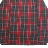NAUTICA Mens Red & Brown Check Shirt 2XL Button-Down Long Sleeve Cotton