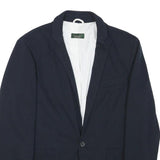 ZARA MAN Mens Navy Blue Jacket S Cotton Blend Button Closure Classic Tailored