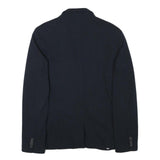 ZARA MAN Mens Navy Blue Jacket S Cotton Blend Button Closure Classic Tailored