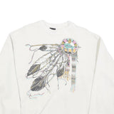 DIAMOND DUST Womens White XL Crew Neck Feather Graphic Pullover Sweatshirt