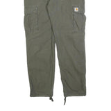 CARHARTT Mens Cotton Blend Green Regular Cargo Trousers W36 L32 Workwear Utility