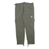 CARHARTT Mens Cotton Blend Green Regular Cargo Trousers W36 L32 Workwear Utility