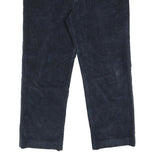 HAGGAR Mens Cotton Blend Navy Relaxed Straight Trousers W36 L30 Classic Casual