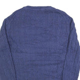 TOMMY HILFIGER Womens Blue Patterned Jumper Crew Neck Cable Knit XL Cotton