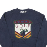 GULF TRADERS Mens Blue USA Golf Patterned Crew Neck Basic Knit Jumper L Cotton