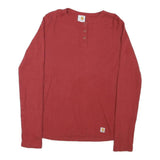 CARHARTT Womens Red Long Sleeve Henley Neck T-Shirt Size S Cotton Blend