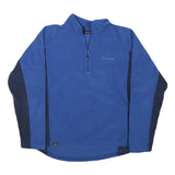 BERGHAUS Mens Blue & Navy Plain Pullover Jumper Quarter Zip Polyester Blend L