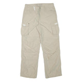 BIG BEAR Mens Polyester Blend Beige Relaxed Cargo Trousers W32 L31 Utility