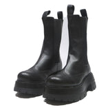 CHARLES & KEITH Womens Black Chelsea Boots Synthetic UK 6 Platform Lug Sole