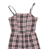 TALLY WEIJL Womens Pink & Black Check Playsuit XS Cotton Blend Sleeveless Button