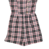 TALLY WEIJL Womens Pink & Black Check Playsuit XS Cotton Blend Sleeveless Button