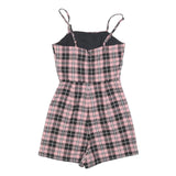 TALLY WEIJL Womens Pink & Black Check Playsuit XS Cotton Blend Sleeveless Button