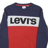 LEVI'S Mens Navy & Red Sweatshirt Crew Neck S Cotton Blend Logo