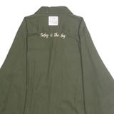 WRANGLER Mens Green Cotton Blend Casual Shirt L Button Pocket Long Sleeve