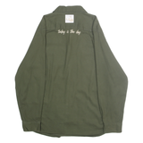 WRANGLER Mens Green Cotton Blend Casual Shirt L Button Pocket Long Sleeve