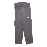 CARHARTT Mens Cotton Blend Grey Relaxed Cargo Trousers W30 L32 Utility Workwear