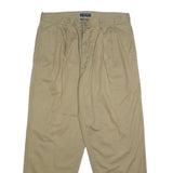 CHAPS RALPH LAUREN Mens Cotton Beige Relaxed Straight Trousers W36 L30 Classic