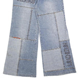 LUI ZHI ZUN Womens Jeans Blue Relaxed Wide-Leg Denim W28 L28 Distressed