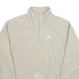 ADIDAS Womens Cream Plain Pullover Jumper Crew Neck Basic Knit S Casual