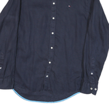 TOMMY HILFIGER Mens Navy Blue Stylish Cotton Blend Shirt S Button Collar