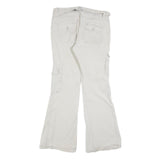 GARAGE Womens Cotton Blend Cream Regular Flared Trousers W30 L32 Casual Utility