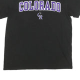 MLB Mens Black Colorado Graphic T-Shirt S Short Sleeve Crew Neck Baseball