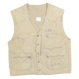 Mens Beige Cotton Blend Button Jacket Vest M Utility Casual Plain Pocket