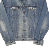 LEVI'S Mens Blue Cotton Denim Jacket S Button Plain Classic Style Casual