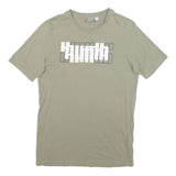 PUMA Mens Beige Graphic T-Shirt S Short Sleeve Crew Neck Casual Cotton Blend