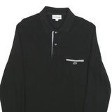 LACOSTE Mens Black Long Sleeve Plain M Cotton Blend Polo Shirt