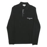 LACOSTE Mens Black Long Sleeve Plain M Cotton Blend Polo Shirt