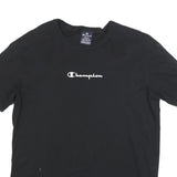 CHAMPION Mens Black Graphic T-Shirt S Short Sleeve Crew Neck Cotton Blend