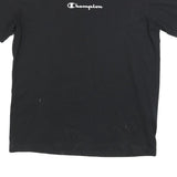 CHAMPION Mens Black Graphic T-Shirt S Short Sleeve Crew Neck Cotton Blend