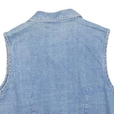 MOLLY MALLOY Womens Blue Denim Button Cotton Blend Jacket S Casual Sleeveless